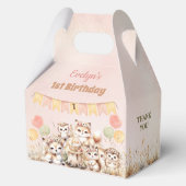 Woodland Animals Boho Meisje 1e Verjaardag Medium Bedankdoosjes (Achterkant)