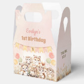 Woodland Animals Boho Pastel Meisje 1e Verjaardag Bedankdoosjes (Geopend)