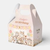 Woodland Animals Boho Pastel Meisje 1e Verjaardag Bedankdoosjes (Voorkant Zijde)