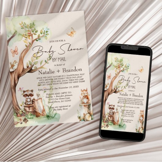 Woodland Animals Boho per post Baby shower Kaart