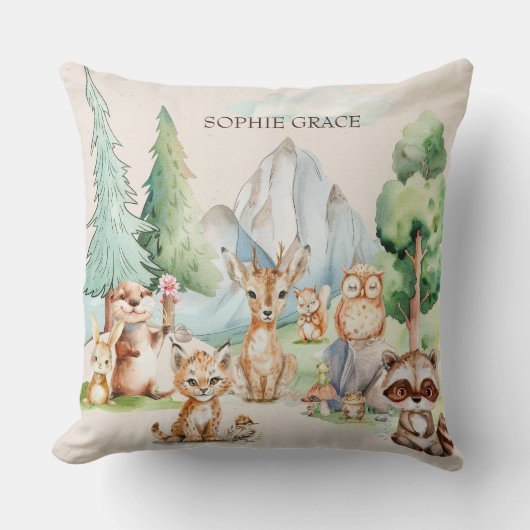 Woodland Animals Boho Rustic Baby Kussen (Voorkant)