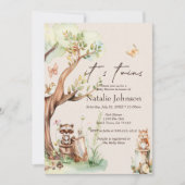 Woodland Animals Boho Twins Baby shower Kaart (Voorkant)