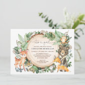 Woodland Animals Bos groen Meisje Baby shower Kaart (Staand voorkant)