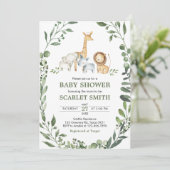 Woodland Animals Botanical Baby Shower  Kaart (Staand voorkant)