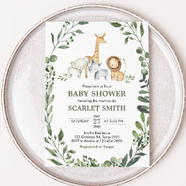 Woodland Animals Botanical Baby Shower  Kaart