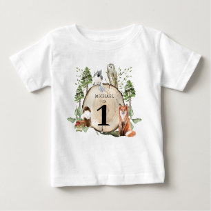 Woodland Animals Boy 1st Birthday T-Shirt