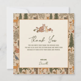 Woodland Animals Boy Baby shower Bedankkaart