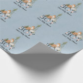 Woodland Animals Boy Baby shower Custom Cadeaupapier (Hoek)