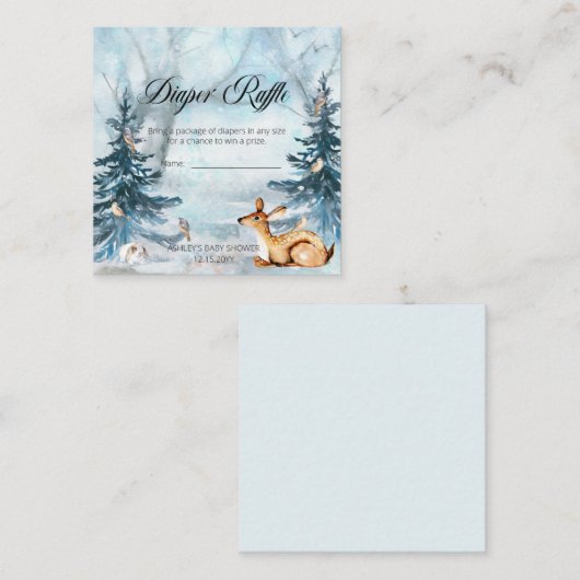 Woodland Animals Boy Baby shower Diaper Informatiekaartje (Voorkant / Achterkant)