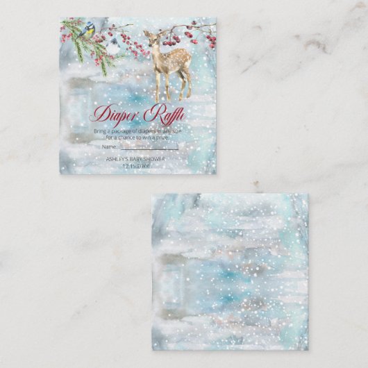 Woodland Animals Boy Baby shower Diaper Informatiekaartje (Voorkant / Achterkant)