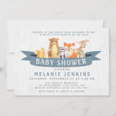 Woodland Animals Boy Baby shower Invitation Kaart (Voorkant)