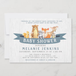 Woodland Animals Boy Baby shower Invitation Kaart