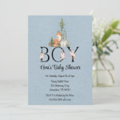 Woodland Animals Boy Baby shower Kaart (Staand voorkant)