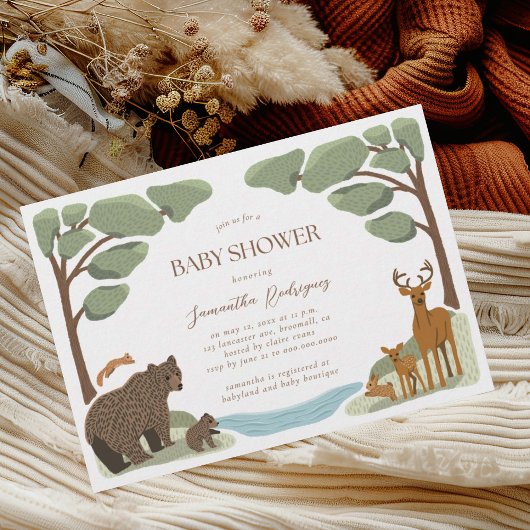 Woodland Animals Boy Baby shower Kaart