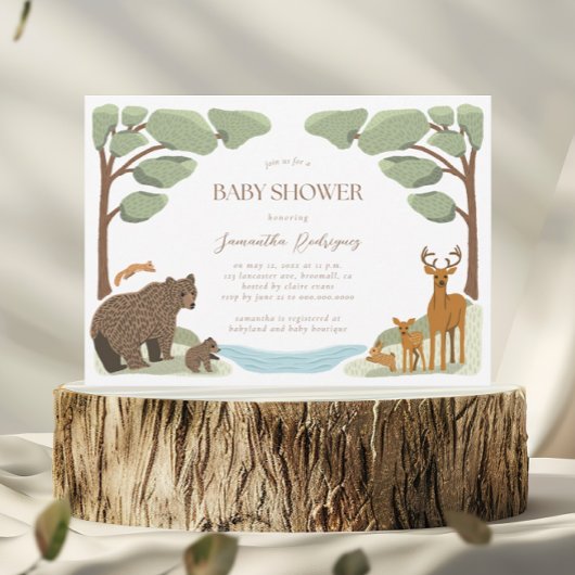 Woodland Animals Boy Baby shower Kaart
