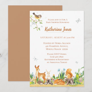 Woodland Animals Boy Baby shower Kaart