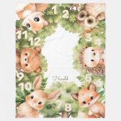 Woodland Animals Boy Baby shower mijlpaal Fleece Deken (Voorkant)