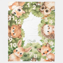 Woodland Animals Boy Baby shower mijlpaal