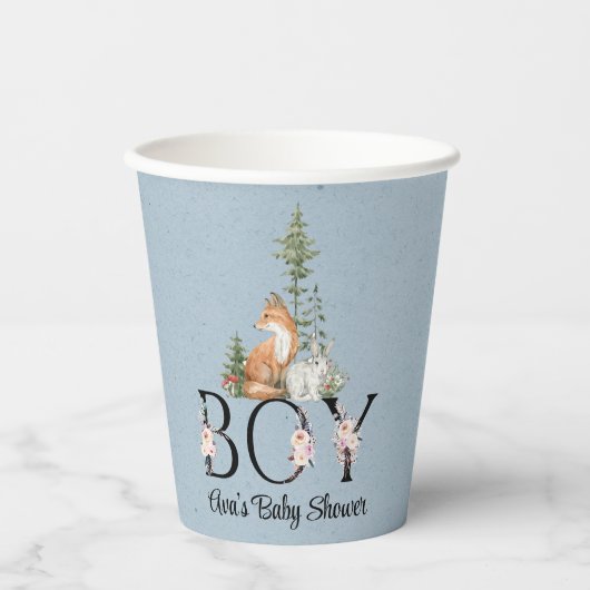 Woodland Animals Boy Baby shower Papieren Bekers (Voorkant)