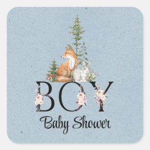 Woodland Animals Boy Baby shower Vierkante Sticker
