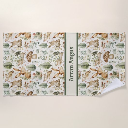 Woodland Animals Boy Kleuren Strandlaken (Voorkant)