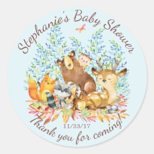 Woodland Animals Boys Baby shower Favor Sticker