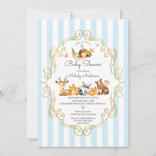 Woodland Animals Boys Baby shower Kaart (Voorkant)