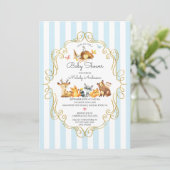 Woodland Animals Boys Baby shower Kaart (Staand voorkant)