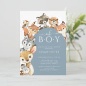 Woodland Animals Boys Baby shower Uitnodiging (Staand voorkant)