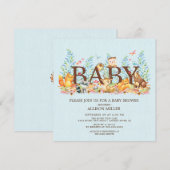 Woodland Animals Boys Baby shower Uitnodiging (Voorkant / Achterkant)