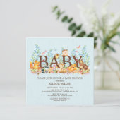 Woodland Animals Boys Baby shower Uitnodiging (Staand voorkant)