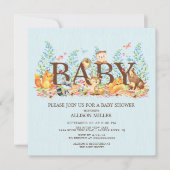 Woodland Animals Boys Baby shower Uitnodiging (Voorkant)
