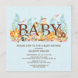 Woodland Animals Boys Baby shower Uitnodiging