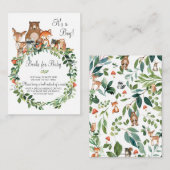 Woodland Animals Bring a Book Baby shower Boy Informatiekaartje (Voorkant / Achterkant)