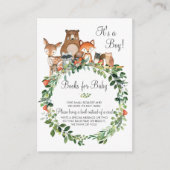 Woodland Animals Bring a Book Baby shower Boy Informatiekaartje (Voorkant)
