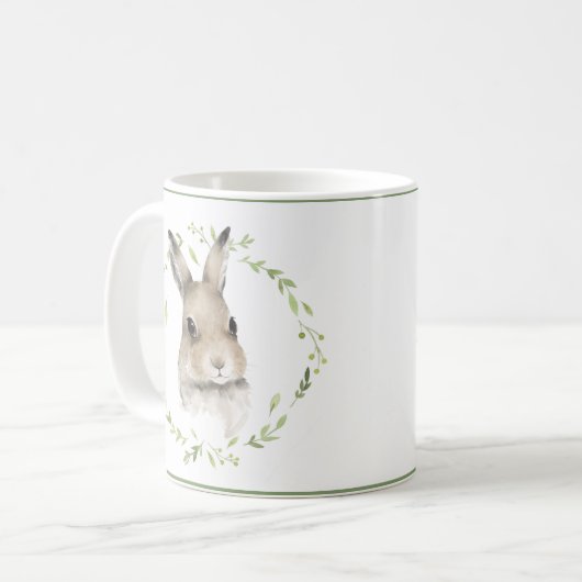 Woodland Animals Bunny Greenery Waterverf Cute Koffiemok (Voorkant links)