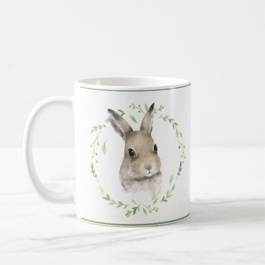 Woodland Animals Bunny Greenery Waterverf Cute Koffiemok (Links)
