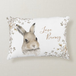 Woodland Animals Bunny Rabbit Floral Script Accent Kussen