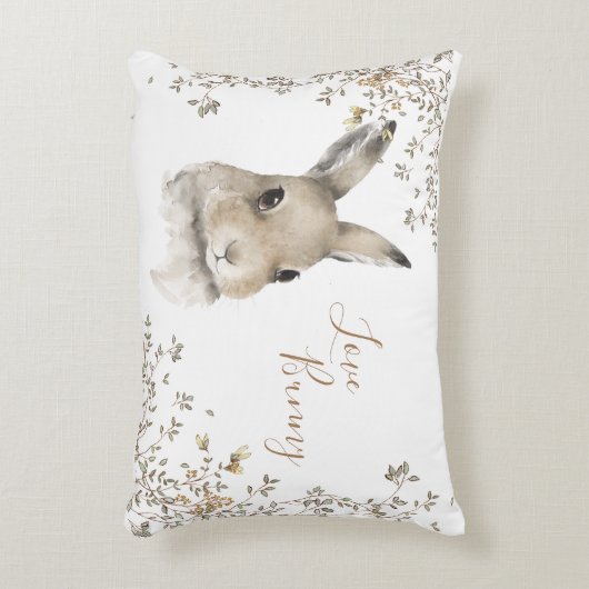 Woodland Animals Bunny Rabbit Floral Script Accent Kussen (Voorkant(Verticaal))