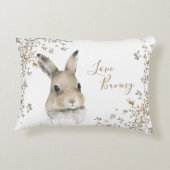 Woodland Animals Bunny Rabbit Floral Script Accent Kussen (Achterkant)