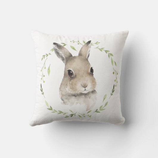 Woodland Animals Bunny Rabbit Waterverf Wreater Kussen (Achterkant)