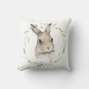 Woodland Animals Bunny Rabbit Waterverf Wreater Kussen