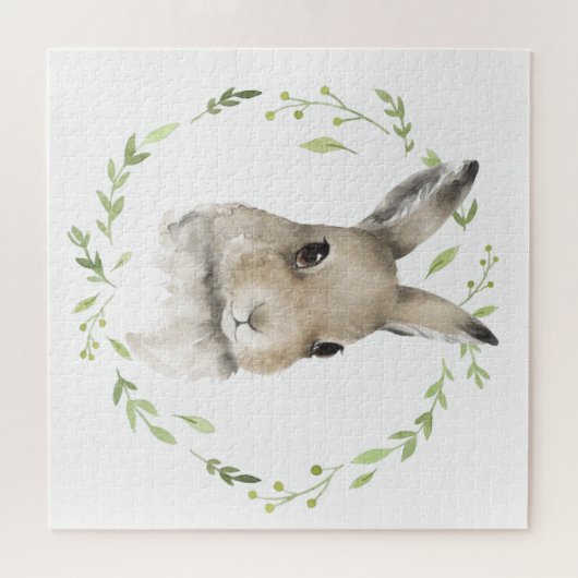 Woodland Animals Bunny Rabbit Waterverf Wreater Legpuzzel (Horizontaal)