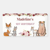 Woodland Animals Burgundy & Pink Floral Banner (Horizontaal)