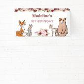 Woodland Animals Burgundy & Pink Floral Banner (Insitu)