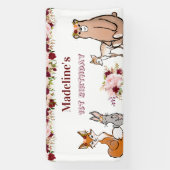 Woodland Animals Burgundy & Pink Floral Banner (Verticaal)