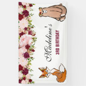 Woodland Animals Burgundy & Pink Floral Spandoek (Verticaal)