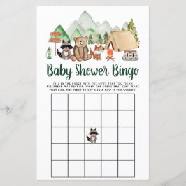Woodland Animals Camping Baby shower Bingo Game