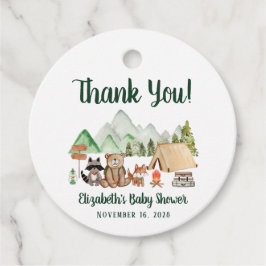 Woodland Animals Camping Baby shower Hartelijk dan Bedankjes Labels