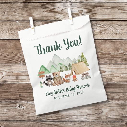 Woodland Animals Camping Baby shower Hartelijk dan Bedankzakje
